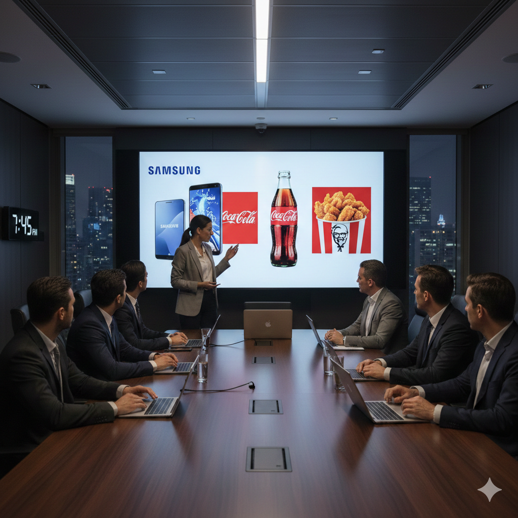 Agencia de publicidad Markplan Ecuador - Equipo profesional presentando campañas ATL y estrategias de Big Data para marcas premium en oficina Quito